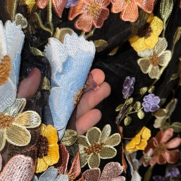 Azazie Atelier Nia Black And Multi Floral Midi Dress - Picture 9 of 10